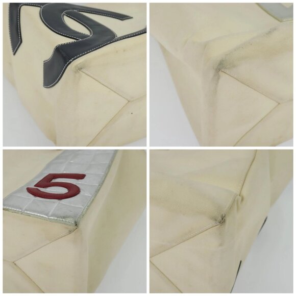 CHANEL Chain Tote Bag No5 Canvas Ivory Silver CC Auth 133727 - Picture 14 of 16